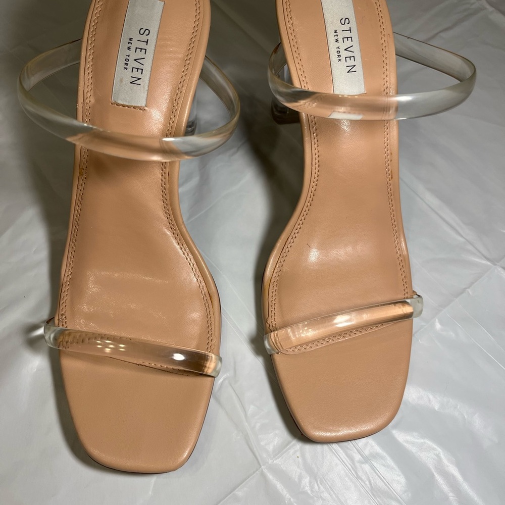 Steve Madden Nude Heels with Clear Straps - Picture 3 of 11
